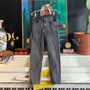 Levi's Mile High Super Skinny Gray Embellished Skinny Jeans Size 30